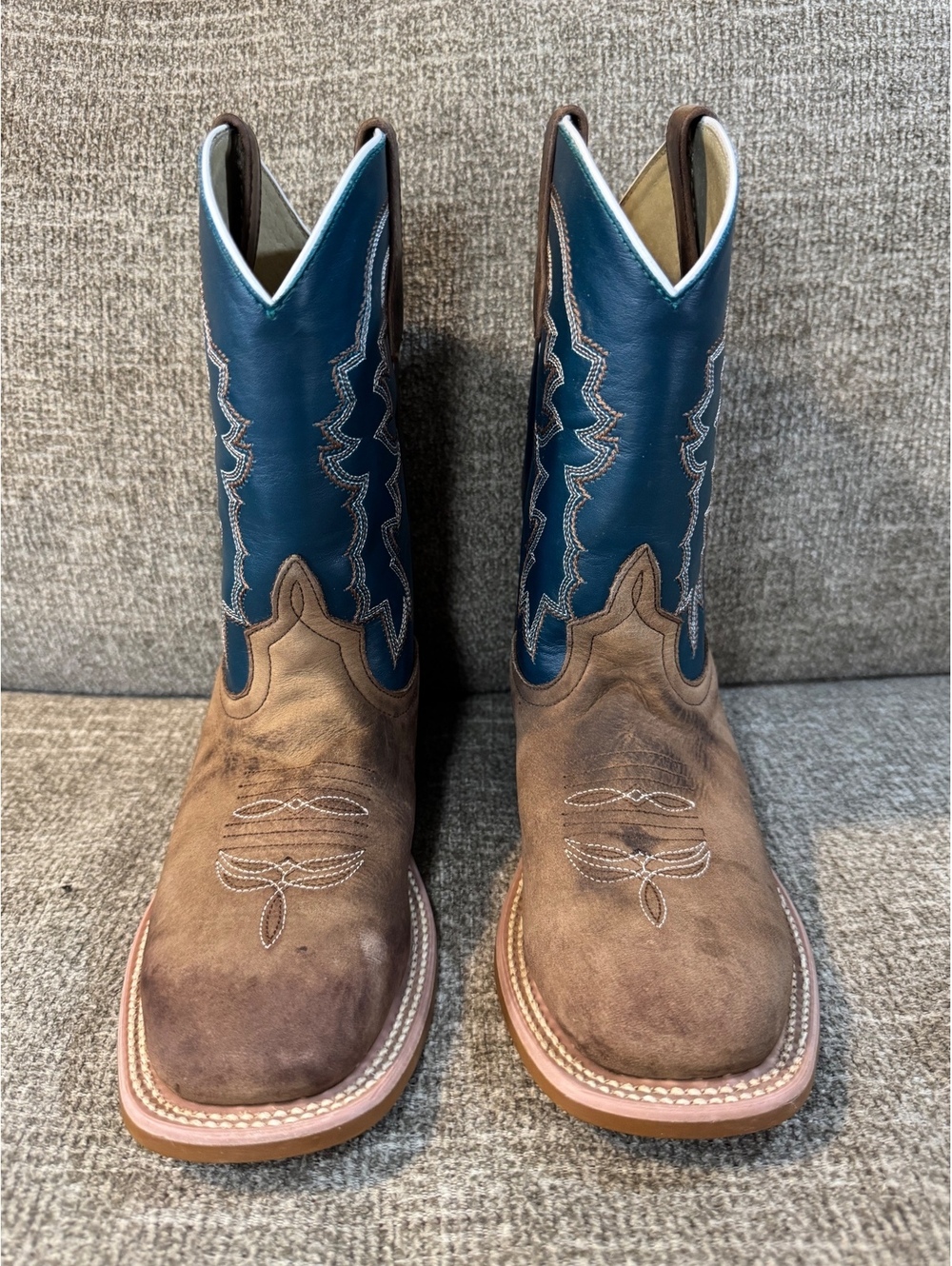 Horse Power Kids Pecan Barking Iron Square Toe Cowboy Boots Style HP1836 Size 3